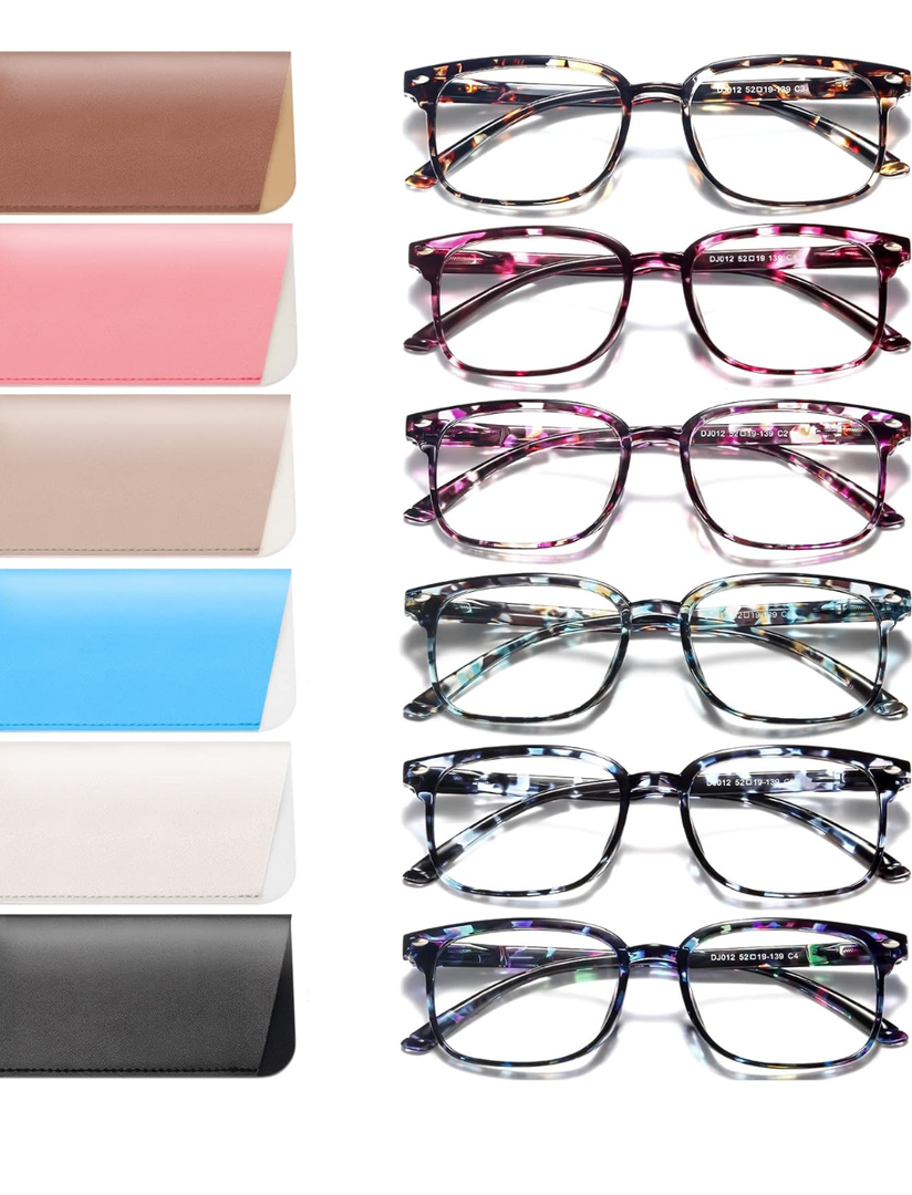 NOVIVON 6 Pack Reading Glasses for Women, Reading glasses men, Blue Light Blocking Readers, Computer eye glasses, Cheaters, +1.5