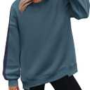 Zeagoo Womens Sweatshirt Long Sleeve Color Block Fleece Hoodies Fall Casual Crewneck Pullover Tunic Tops 2024 (Blue, XXL)