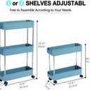 Melody House 3-Tier Slim Mobile Shelving Unit on Wheels, Slide Out Rolling Bathroom Storage Organizer, Utility Carts Shelf Rack for Kitchen Bathroom Laundry Room Narrow Places, Navy Blue