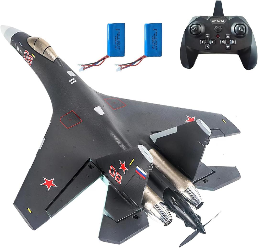 RC Plane Remote Control Airplane RTF 4CH Tail Motor 3D / 6D Stunt Function SU35 Jet Aircraft with Hobby Model 2 Left Hand Throttle, Approx. 525X375X170Mm / 20.7X14.8X6.7In