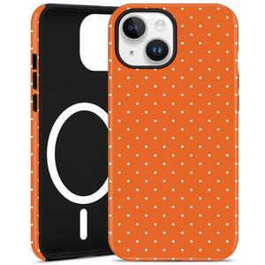 Jusy Compatible with MagSafe Polka Dot Case for iPhone 15, Cute Aesthetic Polka Dots Magnetic Phone Case, Soft TPU and Hard PC Protective Phone Cover for Women Girls（Matte）  Orange