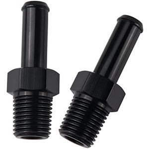 EVIL ENERGY 1/4" NPT Male to 3/8" Barb Fitting Adapter Straight Aluminum Black 2PCS