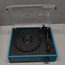 Record Player for Vinyl with 2 Build-in Speakers LP Vinyl Players Belt-Driven Vintage Turntables 3 Speed 3 Size, Wireless Bluetooth Playback, AUX-in, RCA Out, Headphone, Auto Stop Sea Blue