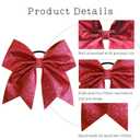 Oaoleer 12PCS 7" Large Glitter Cheer Hair Bows Ponytail Holder Elastic Band Handmade for Cheerleading Teen Girls College Sports (Glitter Red 12PCS)