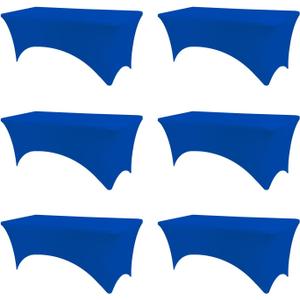 BDDC Table Covers for 6 Foot Tables, 6 Pack Royal Blue Washable and Wrinkle Resistant Stretch Tablecloths Rectangle 6ft for Events, Wedding, Banquets, Parties (72" x 30" (Rectangular) 6Pack)