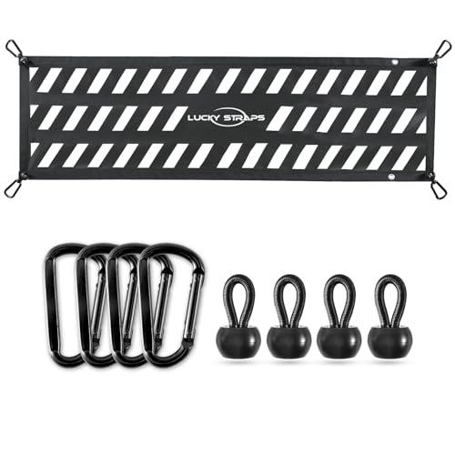 LUCKY STRAPS Tailgate Net for Pickup Truck Bed, 50'' x 15'' Heavy Duty Tailgate Cargo Netting for Small & Mid-Size Truck, Easy-to-use Tailgate Net for Chevy, Ford, Toyota, GMC, Dodge RAM, Jeep (Black)
