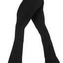 Sunzel Flare Leggings, Crossover Yoga Pants with Tummy Control, High Waisted and Wide Leg, No Front Seam Black, Medium 34" Inseam