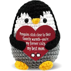 4 x Mothers Day Mom Gifts for Mom from Daughters Sons - Handmade Crochet Penguin Gift Plush, Happy Mother’s Day Birthday Gifts for Moms Mother in Law Stepmom Mama,Cute Best Moms Ever I Love You Gift