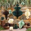 12 Pcs Christmas Large Hanging Honeycomb Balls Jumbo 3D Paper Christmas Tree Ornaments Decorative Lantern Honeycomb Decorations for Holiday Winter Xmas Party(Sage Green and Brown)