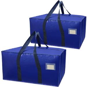 Moving Bags, Moving Bags Heavy Duty, Packing Bags for Moving, Extra Large Moving Bag with Zippers & Comfortable Handles, Packing Boxes for Moving, Clothes Storage Bags (Blue, 2 Pack)
