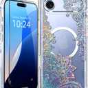 Coolwee Magnetic Glitter for iPhone Air Case, Compatible with MagSafe, Slim Shockprof Cute for Women Girls, 10FT Military Grade Protective Cover for iPhone 17 Air Clear Bling Lace Mandala Henna