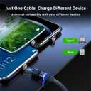 Magnetic Charging Cable (6-Pack,1.6+3.3+3.3+6.6+6.6+10ft) 540 Rotation Magnet Phone Charger USB C Cable 3A Fast Charging Magnetic Charger Cable with LED Light for Micro USB Type C Device