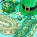 Fovths 100 Pieces St Patrick's Day Beads Necklaces Bulk 18 Kinds of Pendants Green Shamrock Coins Hat St Patricks Beads Necklace for Parade St Patrick's Day Decoration Party Supplies