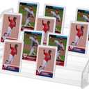 5-Tiered Trading Card Display Holder, Clear Plastic Tabletop Display Rack for Baseball, Basketball, Football Sports Cards, Cosmetics, Nail Polish, Stickers and Postcards, 12.3 x 8.4 x 5.3 Inch