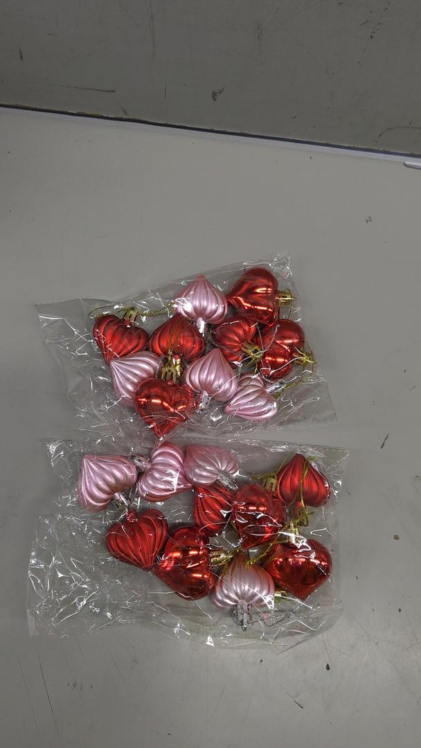 20 Pcs Valentine's Day Heart Ornaments-Valentine's Mother's Day Heart Baubles Shaped Hanging Ornaments Decoration for Valentine Tree Wedding Anniversary Party