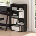 Furinno PASIR Book Shelf, 4-Tier Bookshelf, Bookcase with Open Shelf, 9.4 x 23.6 x 41.7, for Living Room, Bedroom, Home Office, Black Espresso
