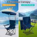 Portable Camping Chair 2 Pack with Foldable Canopy, Folding Outdoor Chair with Cup Holder & Side Pocket for Camping, Hiking, Picnic, Beach (Navy Blue)