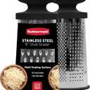 Rubbermaid Stainless Steel Cheese Grater - 9.5" Oval Handheld Box Grater with EZ Grip Handle - Multi-Surface Food & Cheese Shredder | Zester & Graters for Kitchen - Dishwasher Safe, Black