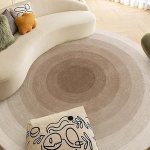 Poowe Gradient Ramp Area Rugs,Round Rug for Bedroom Living Room, Fluffy Circular Rings Rug Washable Nursery Rug for Kids Room Nonslip Indoor Floor Mat for Entryway,Round 39.4"-Brown