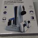 PS5/Slim Cooling Station for PS5 Disc&Digital, PS5 Cooling Stand with Dual Controller Charging for PlayStation 5 Console, Multi-Function PlayStation 5 Accessories Controller Charger with Storage Slot