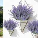 TURNMEON 20 Bundles Artificial Lavender Flowers for Outdoors Summer Decor,UV Resistant No Fade Fake Plants Plastic Faux Plants for Home Window Box Planter Porch Garden Home Cemetery Decor (Gray Purple)