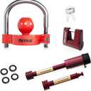 RETRUE Keyed Alike Trailer Lock Set Tow & Store Lock Kit Include Universal Coupler Lock & Dual Hitch Receiver Pin Lock & Trailer Tongue Lock, Red