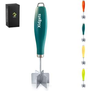 Heavy Duty, Small Stainless Steel modern meat chopper, pastry and crumble topping blender, fruit mascerator | Retro Modern | must have kitchen utensil, lightweight and versatile. (Hunter Green)