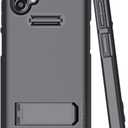Case Compatible with Samsung Galaxy XCover6 Pro (SM-G736), Protective Shell Case with Kickstand and Screen Protector (Black)