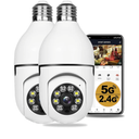 2.4GHz & 5GHz Wireless WiFi Light Bulb1080P Security Camera Wireless Outdoor, 360° Indoor Light Socket Security Cameras for Home Security with 2-Way Audio, Smart Motion Detection (2PCS)