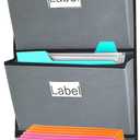 Over the Door Hanging File Organizer 5 Extra Large Pockets Wall Hanging File Folders Organizer Holders,Home Office Supplies Storage Pocket Chart for Paper Mails Planners Notebooks,Gray