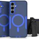 Designed for Samsung Galaxy S24 Case,Magnetic,Double Protection,Tough Durable,Compatible with MagSafe,Detachable Back Clip,Dustproof,No Fading,No Yellowing,Non-Slip,Sky Blue