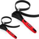 Rubber Strap Adjustable Wrench Set - 2-Piece Oil Filter Pipe Jar Opener 4"-6-3/8" Strong Grip Plumbers Universal Spanner Drain Sewer Cap Sink Pliers Nut Shower Head Valve Removal