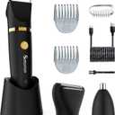 Scttomon Electric Groin Hair Trim Ball Trimmer for Men Body Shaver Below-The-Waist Groomer Nose Hair Trimmer Waterproof Cordless 3 in 1 (Black)
