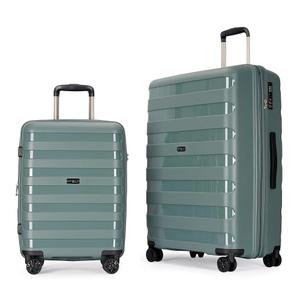PP material 2-piece expandable luggage sets with Spinner Wheels， Suitcase with TSA Lock，Large Luggage for Family Travel carry on 20+28，Dark green color