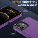 SunStory Compatible with iPhone 12/12 Pro Case with HD Screen Protector, 3-Layer Heavy Duty Full-Body Cover,3 in 1 Hybrid Protective Case for iPhone 12/12 Pro 6.1",Purple