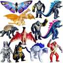 TwCare Set of 12 Godzilla x Kong: The New Empire, Dinosaur Dragon Toys Action Figures, Evolved Basic Exquisite Battle Roar B.E.A.S.T. Glove Shimo Frost Bite Mecha King Ghidorah Cake Toppers Pack