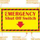 Emergency Shut Off Switch Sign Label 8"x5" Adhesive-Poly Vinyl for Electrical Warning Stickers Self Adhesive Yellow/Red/Black Tag 20 Pack