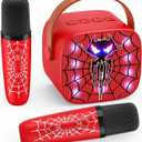 Karaoke Machine Toys for Kids Ages 3-12: Mini Portable Bluetooth Speaker with 2 Wireless Microphones LED Light Christmas Birthday Gifts for Boys Girls Toddlers 3 4 5 6 7 8 9 10 Year Old Boy Girl Kid