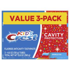 Crest Kid's Cavity Protection Toothpaste, Crest Kids Toothpaste, For Children And Toddlers 2+, Sparkle Fun, 4.6 Oz (Pack of 3), Toothpaste For Kids, 