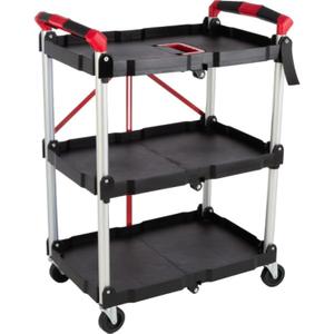 Collapsible Cart - Portable and Lightweight Folding Service Cart with 50lb Capacity Per Shelf - Multi Use Foldable Trolley with Wheels by Stalwart