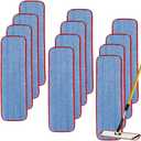 Replacement Mop Pads for Rubbermaid Commercial 18.5 Inch Mop Head - 12 Pack Reusable Wet & Dry Cleaning Mop Head Replacement Refills Fit for Any Microfiber Flat Mop System 18" and 17"