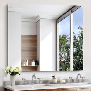 Large Frameless Mirror,36x40 Inch Rectangle Bathroom Vanity Mirror for Over Sink, Upgraded Shatterproof Unframed Design for Bedroom, Living Room, Entryway (36"L x 40"W)