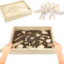 Dinosaur Excavation Archaeology Dig Kit for Kids, Fossil Explore Sensory Bin Toys, Dino Skeletons Bones Puzzle Game, Archaeology Science STEM Toys for Boys and Girls (Stegosaurus)