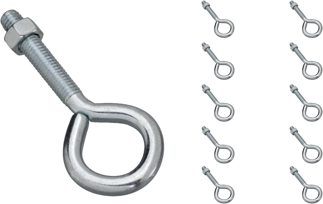 National Hardware N347-252 2160 Eye Bolt in Zinc plated, 10 pack,3/8" x 4"