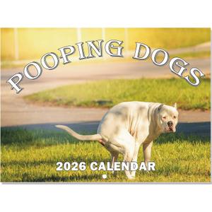 2026 Pooping Dogs Calendar Funny Dog Calendar Monthly Wall Calender 12 Month for Home Office Funny Swear Gag White Elephant Gift