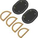 uxcell 2pcs Bag Bases for Crochet, 5.7" x 4.3" Oval Bag Bottom Shaper with D-Shaped Handles, Crochet Base Purse Bottom for DIY Shoulder Bag Handbag Making Supplies Black