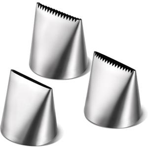 3 PCS Piping Tips Set Large Frosting Piping Kit Stainless Steel Cake Icing Nozzles Tips Decorating Tools Silver Pastry Bags Tips Accessories for Cookie Cupcake Baking Buttercream Supplies