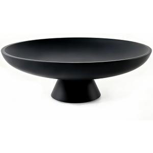 Modern Resin Pedestal Decorative Bowl, Large Fruit Bowl for Kitchen Counter, Stylish Key Bowl for Entryway Table, Matte Black