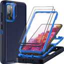 for Samsung Galaxy S20 FE Case with 2Pcs Tempered Glass Screen Protector and 1Pcs Camera Lens Protector, Military Grade Heavy Duty Shockproof/Drop Proof/Dust Proof Case (Navy Blue)