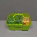 11'' Plastic Storage Box with Removable Tray, Multipurpose Organizer and Storage Case for Art Craft and Cosmetic (Green)